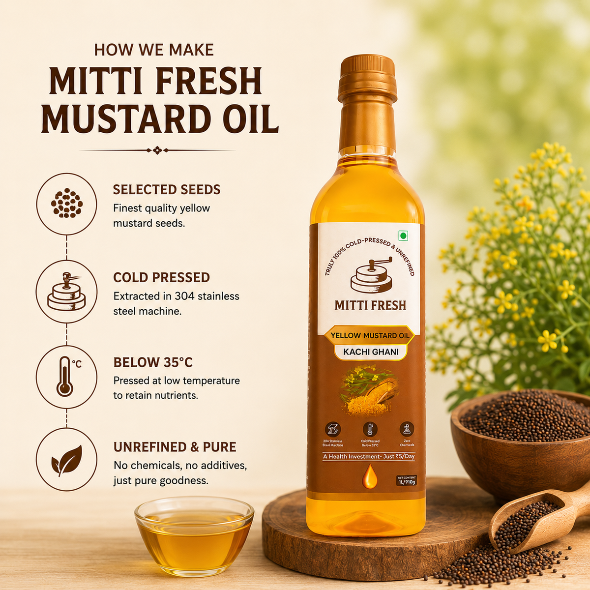 Cold Pressed Yellow Mustard Oil